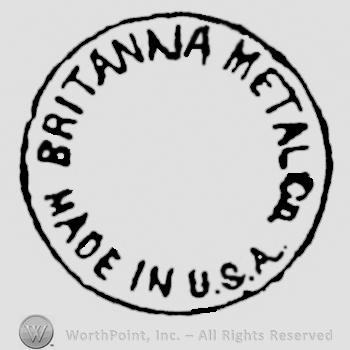 A circle enclosing BRITANAIA METAL CO. MADE IN U.S.A. written in uppercase letters. 