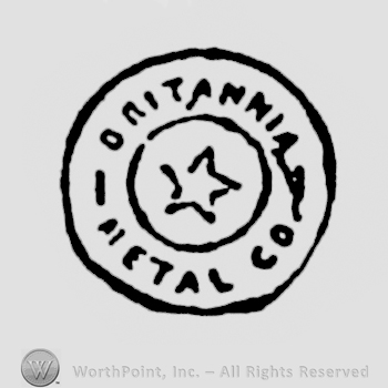 A double circle enclosing a star, the text Britannia Metal Co. written around it in uppercase letters. 