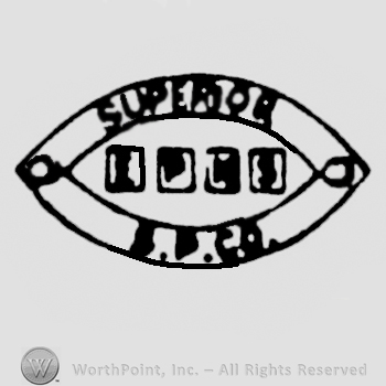 A double oval with the text Superior S.P. Co written in uppercase and some initials in the centre.