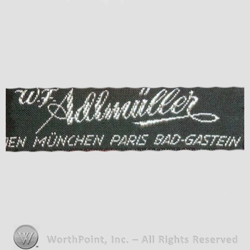 Clothing label : W.F. Adlmuller.