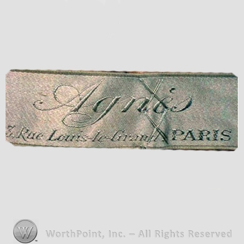 Clothing label : Mme. Agnes.