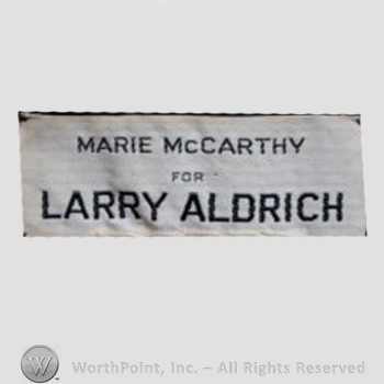 Clothing label : Larry Aldrich.
