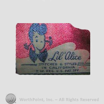 Clothing label : Alice of California.