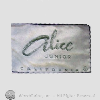 Clothing label : Alice of California.
