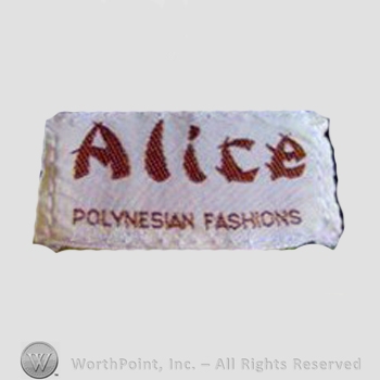 Clothing label : Alice of California.