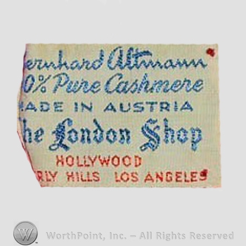 Clothing label : Bernhard Altmann.