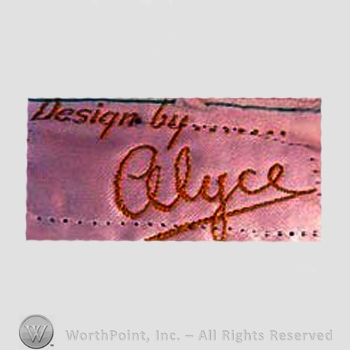 Clothing label : Alyce Designs.