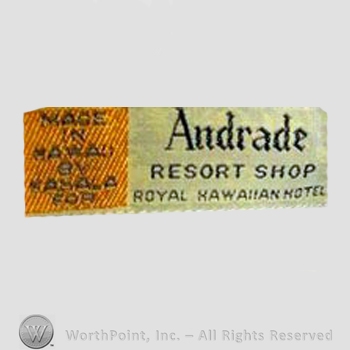 Clothing label : Andrade Resort Shops.