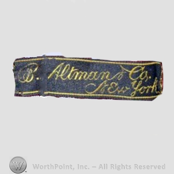 Clothing label : B. Altman & Co.