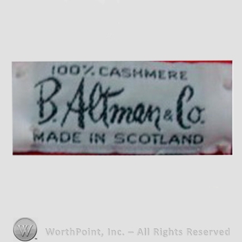 Clothing label : B. Altman & Co.