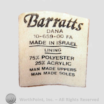 Clothing label : W Barratt Boot and Shoe Company.