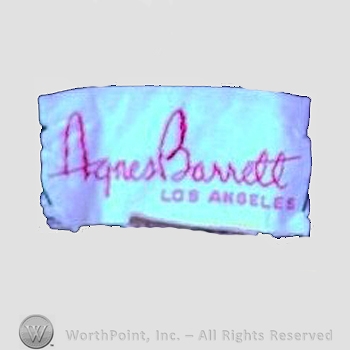 Clothing label : Agnes Barrett.