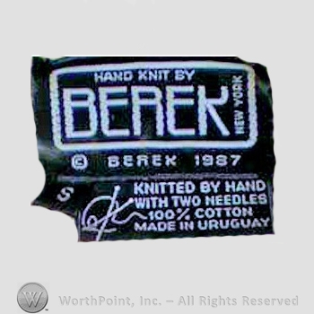 Clothing label : Berek.