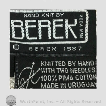 Clothing label : Berek.