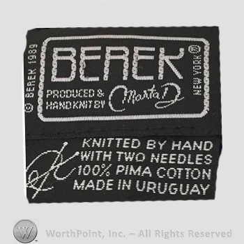 Clothing label : Berek.