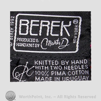 Clothing label : Berek.