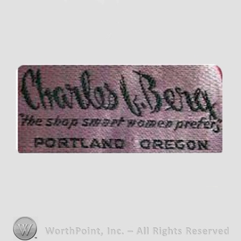 Clothing label : Charles F. Berg Company.