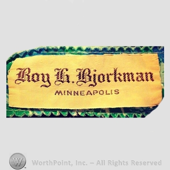 Clothing label : H Ray Bjorkman.