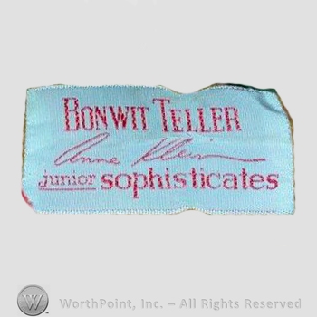 Clothing label : Bonwit Teller.