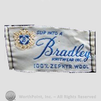Clothing label : Bradley Knitting Company.