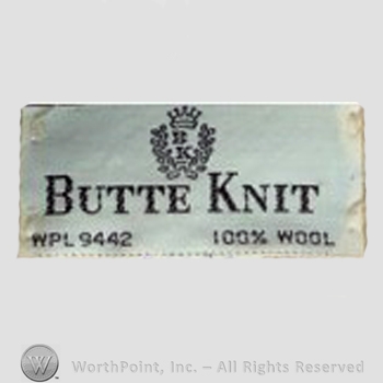 Clothing label : Butte Knit.