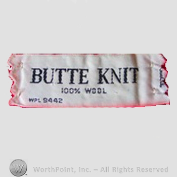 Clothing label : Butte Knit.