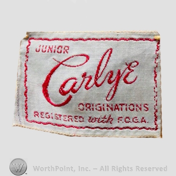 Clothing label : Carlye Dress Corporation.