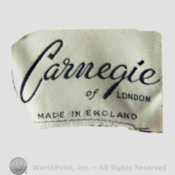 Clothing label : Carnegie of London.