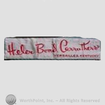 Clothing label : Helen Bond Carruthers.