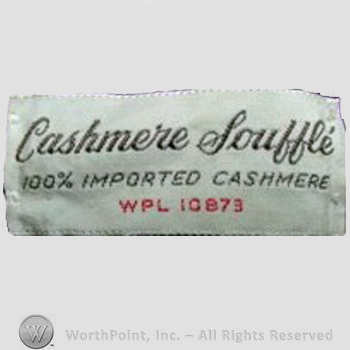 Clothing label : Cashmere Souffle.