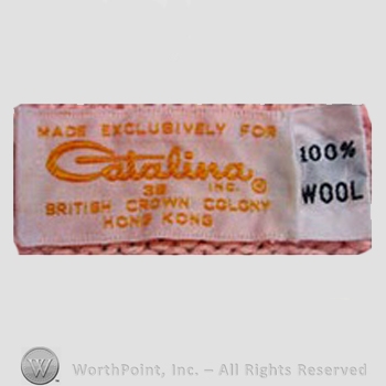Clothing label : Catalina Sportswear.
