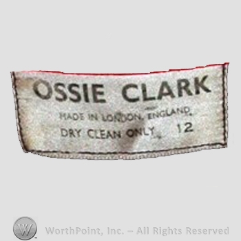 Clothing label : Ossie Clark.