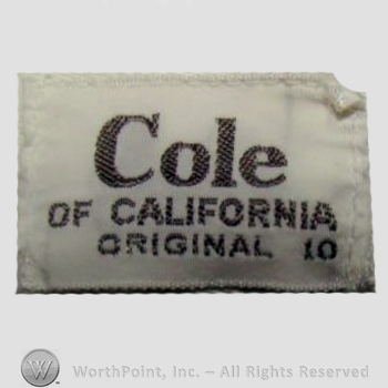 Clothing label : Cole of California.
