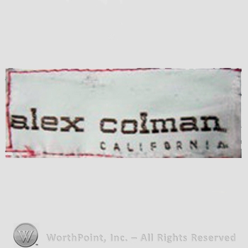 Clothing label : Alex Colman.