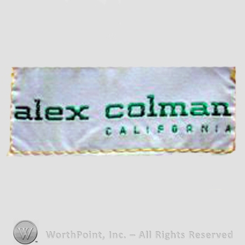 Clothing label : Alex Colman.