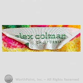 Clothing label : Alex Colman.
