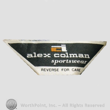 Clothing label : Alex Colman.