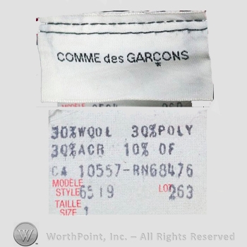 Clothing label : Comme des Garcons.