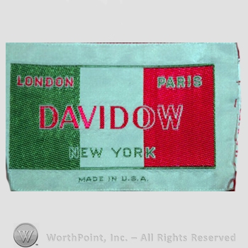 Clothing label : The William H. Davidow and Sons.
