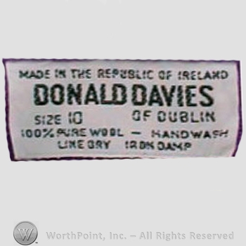 Clothing label : Donald Davies.