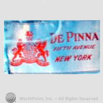 Clothing label : De Pinna.