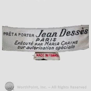Clothing label : Jean Desses.