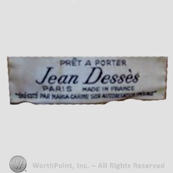 Clothing label : Jean Desses.