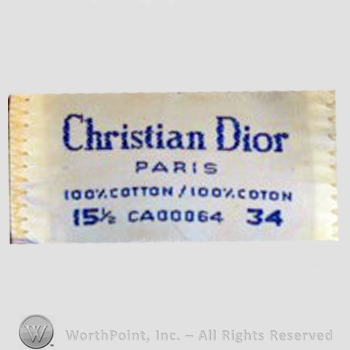Clothing label : Christian Dior.