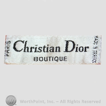 Clothing label : Christian Dior.