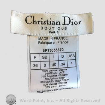 Clothing label : Christian Dior.