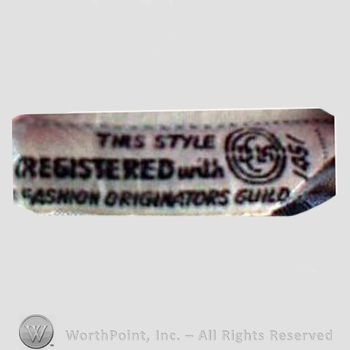Clothing label : Fashion Originators Guild of America.