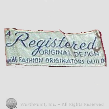 Clothing label : Fashion Originators Guild of America.