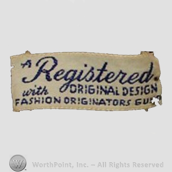 Clothing label : Fashion Originators Guild of America.