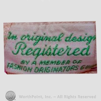 Clothing label : Fashion Originators Guild of America.